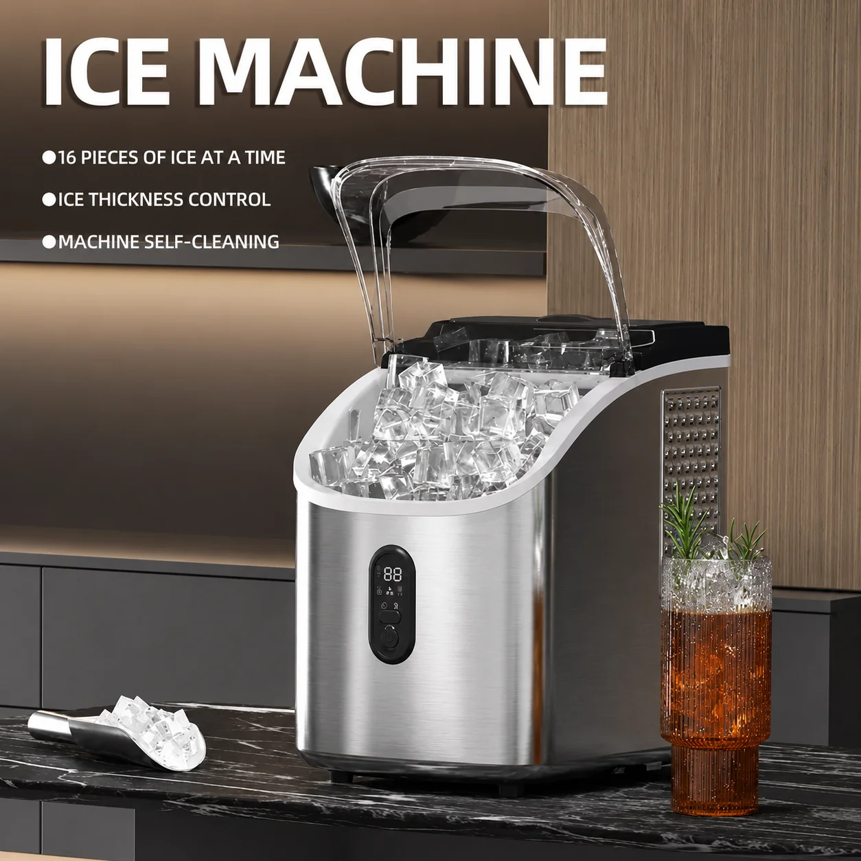 Countertop Ice Maker Portable Self-Cleaning Design Easy To Use - Image 5